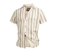 Indicode Herren INKiss Kurzarmhemd Sommerhemd im Retro-Look mit Kent-Kragen | Gestreiftes Kurzarmhemd mit Kentkragen und weicher Qualität, Herrenhemd, Sommerhemd, Freizeithemd, Casualhemd für Männer