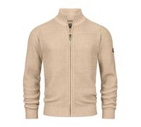 Indicode Herren INLayton Strickjacke mit Stehkragen und Reißverschluss | Cardigan Feinstrickjacke für Männer Irish Cream, S