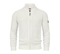 Indicode Herren INLayton Strickjacke mit Stehkragen und Reißverschluss | Cardigan Feinstrickjacke für Männer White Asparagus, L