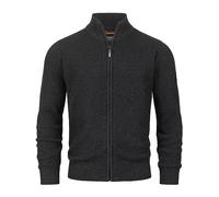 Indicode Herren INLayton Strickjacke mit Stehkragen und Reißverschluss | Cardigan Feinstrickjacke für Männer Raven, XXL