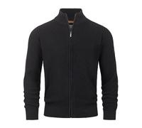 Indicode Herren INLayton Strickjacke mit Stehkragen und Reißverschluss | Cardigan Feinstrickjacke für Männer Black, XXL