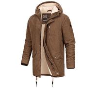 Indicode Herren INLedley Cordjacke mit Teddyfutter und verdecktem Reißverschluss | Winterjacke mit Kapuze für Männer Demitasse, XL