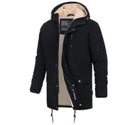 Indicode Herren INLedley Cordjacke mit Teddyfutter und verdecktem Reißverschluss | Winterjacke mit Kapuze für Männer Black, M