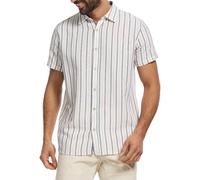 Indicode Herren INLingo Kurzarmhemd aus Baumwoll-Mix | Herrenhemd gestreift Kurzarm Hemd Offwhite, XL