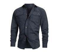 Indicode Herren INLui Langarm-Hemd mit Zwei Brust-Taschen und Knopfleiste | Herrenjacke Männer Navy Mix, S