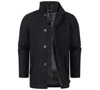 Indicode Herren INLunik Herrenmantel aus Wollmix | gefütterte Winterjacke Parka für Männer Black, L