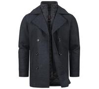 Indicode Herren INLunil Kurzmantel mit Stehkragen | Herrenmantel Mantel aus Wollmix für Männer Charcoal Mix, M