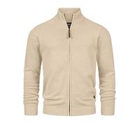 Indicode Herren INLut Strickjacke mit Stehkragen und Reißverschluss | Cardigan Feinstrickjacke für Männer Irish Cream, XL