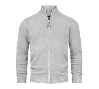 Indicode Herren INLut Strickjacke mit Stehkragen und Reißverschluss | Cardigan Feinstrickjacke für Männer Lt Grey Mix, XL