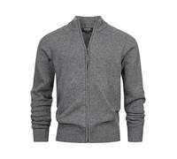 Indicode Herren INMargous Cardigan mit Reißverschluss und Stehkragen | Fein-Strick Strickjacke für Männer Charcoal Mix, XXL