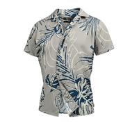 Indicode Herren INMilky Kurzarmhemd mit Kent-Kragen aus Viskose | Herrenhemd für Männer Stone, XXL