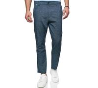 Indicode Herren INNandos Stoffhose aus Leinen & Baumwolle | Herrenhose Freizeithose Männer Alaska Blue M