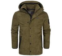 Indicode Herren INOlime Winterjacke mit Kapuze und verdecktem Reißverschluß | Herrenjacke Mantel Männer Army M