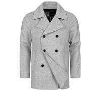 Indicode Herren INParade Klassischer Herrenmantel aus Wollmix | Wintermantel mit Reverskragen für Männer Lt Grey Mix, S