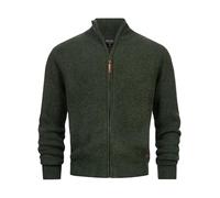 Indicode Herren INPeace Cardigan Strickjacke mit Stehkragen | Feinstrickjacke mit Reißverschluss für Männer Jungle Green, XL