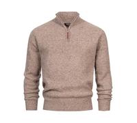 Indicode Herren INPeace Half Zip Grobstrickpullover mit Stehkragen und Reißverschluss | Strickpullover für Männer Dk. Brown Mix, XXL