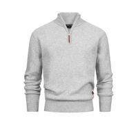 Indicode Herren INPeace Half Zip Grobstrickpullover mit Stehkragen und Reißverschluss | Strickpullover für Männer Lt Grey Mix, L