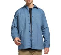 Indicode Herren INPilou Hemd einfarbig mit Zwei Brust-Taschen aus Baumwolle | Herrenhemd für Männer Copen Blue, XL