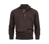 Indicode Herren INRajas Strickpullover aus Baumwolle mit Stehkragen | Herrenpullover Feinstrickpullover für Männer Dk. Brown Mix, M