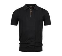 Indicode Herren INSago Poloshirt mit Reißverschluss | Herrenpoloshirt Polokragen Baumwollshirt Black L
