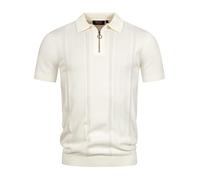 Indicode Herren INSago Poloshirt mit Reißverschluss | Herrenpoloshirt Polokragen Baumwollshirt Offwhite, L