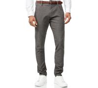 Indicode Herren INSan Bellon Chinohose mit Gürtel | Herrenhose Chino aus 100% Baumwolle Grey Mix, 28/34