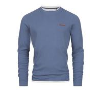 Indicode Herren INSigfinn Langarmshirt aus Baumwollmix | Herrenshirt Langarm Longsleeve Shirt Männer China Blue, L