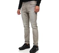 Indicode Herren INSmalinos Jeanshose aus Baumwolle mit 5 Taschen | Herrenhose Herrenjeans Denim Männer Lt Grey 34/32