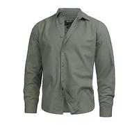 Indicode Herren INSville Sommer-Hemd aus Baumwoll-Leinen Mischung | Herrenhemd für Männer Agave Green, S