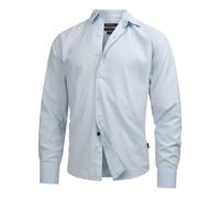 Indicode Herren INSville Sommer-Hemd aus Baumwoll-Leinen Mischung | Herrenhemd für Männer Sky Way, L