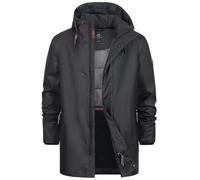 Indicode Herren INTeyler Regenjacke mit Kapuze und Fleecefutter | Funktionsjacke Windbreaker Übergangsjacke für Männer Black, XL
