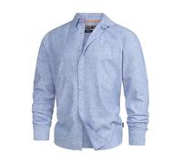 Indicode Hemd Langarm Herren Regular Fit Leinen blau, XXL