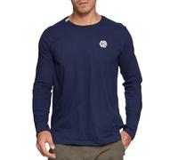 Indicode Herren INTrense Langarmshirt aus Baumwolle | Herrenshirt Langarm Longsleeve Shirt Männer Navy, S