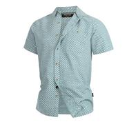 Indicode Herren INWay Kurzarmhemd mit Kent-Kragen | Jacquard Herrenhemd Männerhemd Deep Sea, XXL