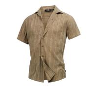 Indicode Herren INWay Kurzarmhemd mit Kent-Kragen | Jacquard Herrenhemd Männerhemd Otter, S