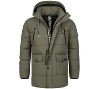 Indicode Herren INWess Steppjacke mit Kapuze | Herrenjacke Winterjacke Freizeitjacke Männer Army, M