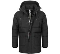 Indicode Herren INWess Steppjacke mit Kapuze | Herrenjacke Winterjacke Freizeitjacke Männer Black M