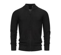 Indicode Herren INWestmoon Strickjacke mit Stehkragen | Fein-Strick Cardigan aus Baumwollgemisch Black, S