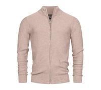 Indicode Herren INWestmoon Strickjacke mit Stehkragen | Fein-Strick Cardigan aus Baumwollgemisch Cornstalk, XL
