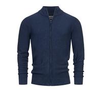Indicode Herren INWestmoon Strickjacke mit Stehkragen | Fein-Strick Cardigan aus Baumwollgemisch Navy, S