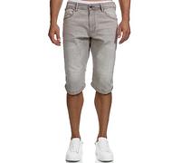 Indicode Herren Jaspar 3/4 Jeans Shorts im Used Look aus 98% Baumwolle
