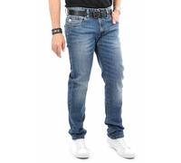 Indicode Herren Jeans (30W-38W) Regular Fit Stretch, Straight Cut Hosen - 98% Baumwolle, Tragegefühl Bequem, Männer Jeanshosen - B796 Mittelblau W33/L32