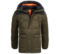 Indicode Herren Krem Winterjacke Steppjacke in Daunen-Optik mit Kapuze | Warme Outdoorjacke für Winter und kalte Tage, Herrenjacke, Parka, Übergangsjacke, Wintermantel, Freizeitjacke für Männer
