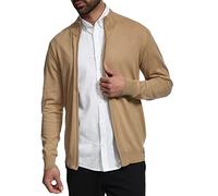 Indicode Herren Lau Strickjacke mit Stehkragen aus 80% Baumwolle | Cardigan für Männer Cornstalk, S