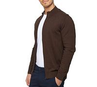 Indicode Herren Lau Strickjacke mit Stehkragen aus 80% Baumwolle | Cardigan für Männer Dk Brown Mix, S