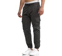 Indicode Herren Levy Cargohose aus Baumwolle mit 6 Taschen | Cargo Chino Hose Männer Raven, S