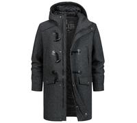 Indicode Herren Liam Dufflecoat | Wintermantel Wollmantel Herrenmantel Mantel für Männer Black mix, XL