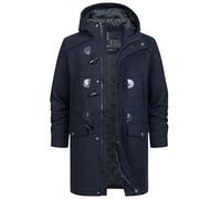 Indicode Herren Liam Dufflecoat | Wintermantel Wollmantel Herrenmantel Mantel für Männer Navy Mix, M