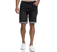 Indicode Herren Lonar Jeans Shorts mit 5 Taschen | Herrenshorts Used Look für Männer Black XXL
