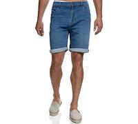 Indicode Herren Lonar Jeans Shorts mit 5 Taschen | Herrenshorts Used Look für Männer Blue Wash, XL